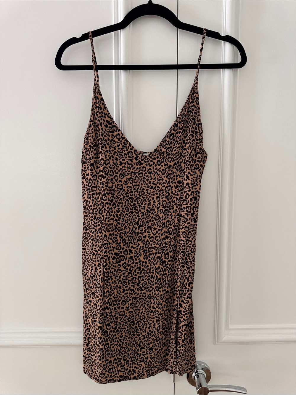 Reformation Leopard-Print Slip Dress in Tan and Black